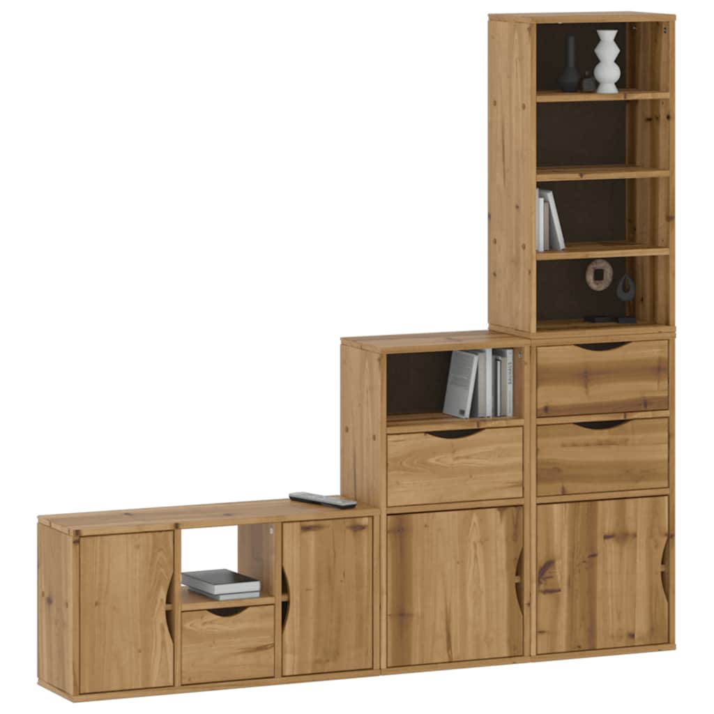 4 Piece TV Units with Storage ODDA Solid Wood Pine